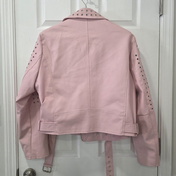 Azalea Wang Plus Rosalita Grommet Pink Faux Leather Moto Jacket Size 1X - Picture 10 of 17
